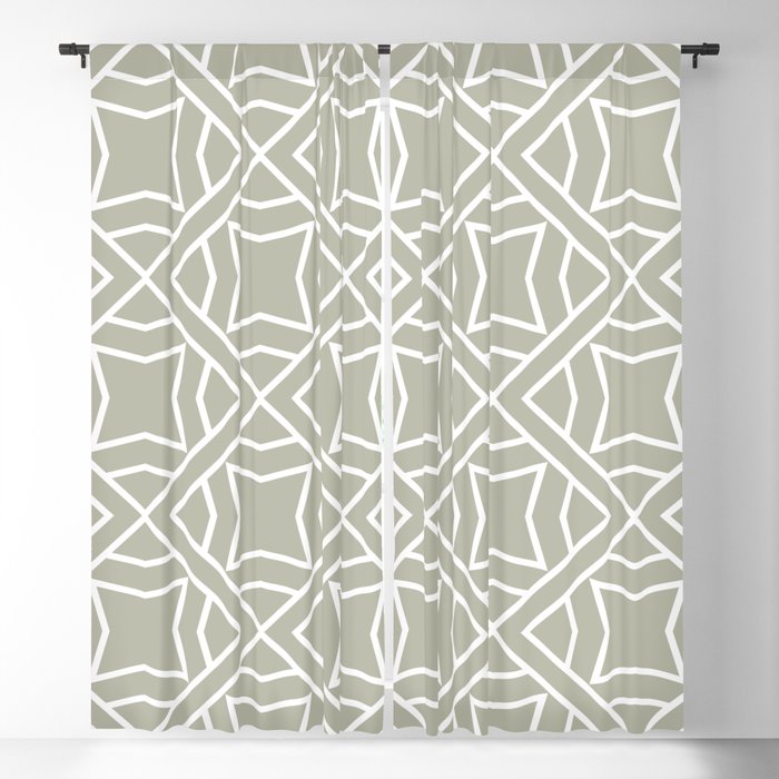 Earthy Green and White Stripe Cube Tile Pattern 2 Pairs 2022 Color of the Year October Mist 1495 Blackout Curtain