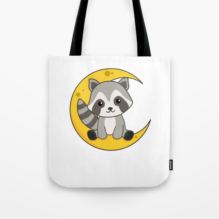 Moon Raccoon Cute Animals For Kids For The Night Tote Bag