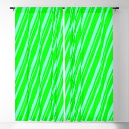 [ Thumbnail: Lime & Aquamarine Colored Striped Pattern Blackout Curtain ]