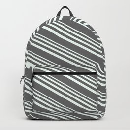 [ Thumbnail: Mint Cream & Dim Gray Colored Pattern of Stripes Backpack ]
