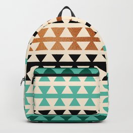 Desert Boho Ethnic Pattern with Triangles (shades of green) Backpack