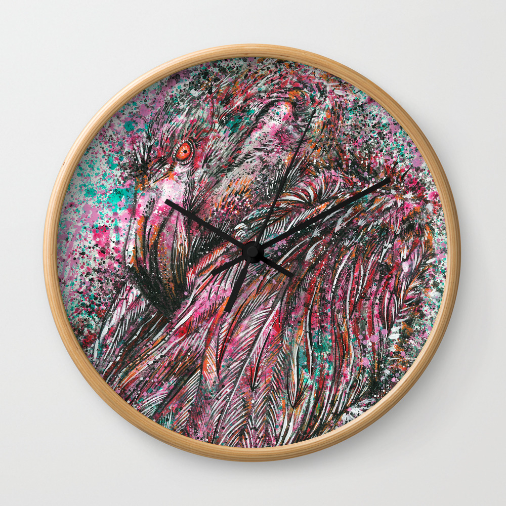 Felipe The Flamingo Wall Clock By Camiloperdomo Society6