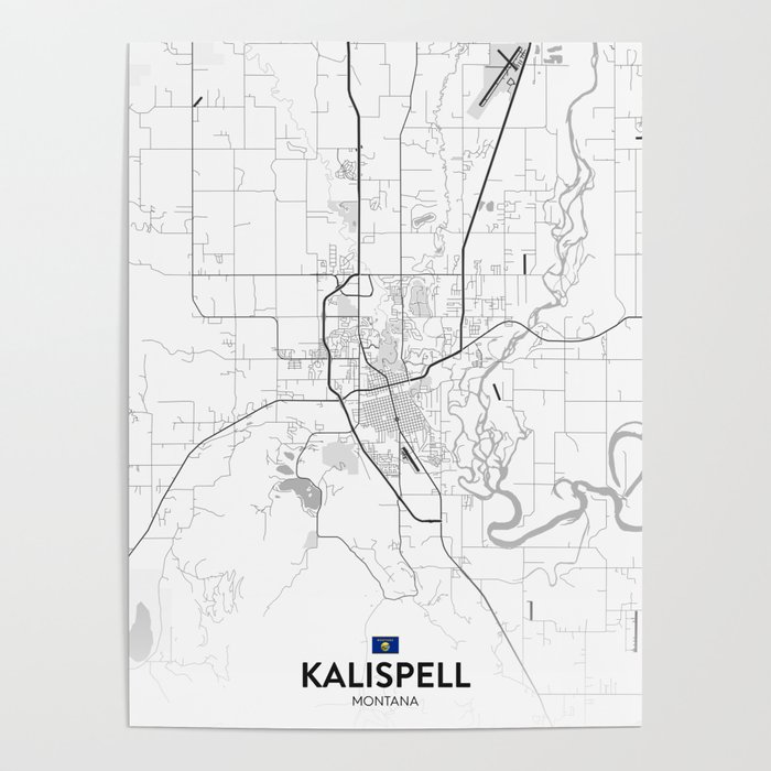 Kalispell, Montana, United States Light City Map Poster by IMR