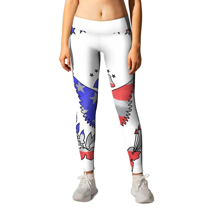 Stars And Stripes Inset Into American Eagle Icon Leggings