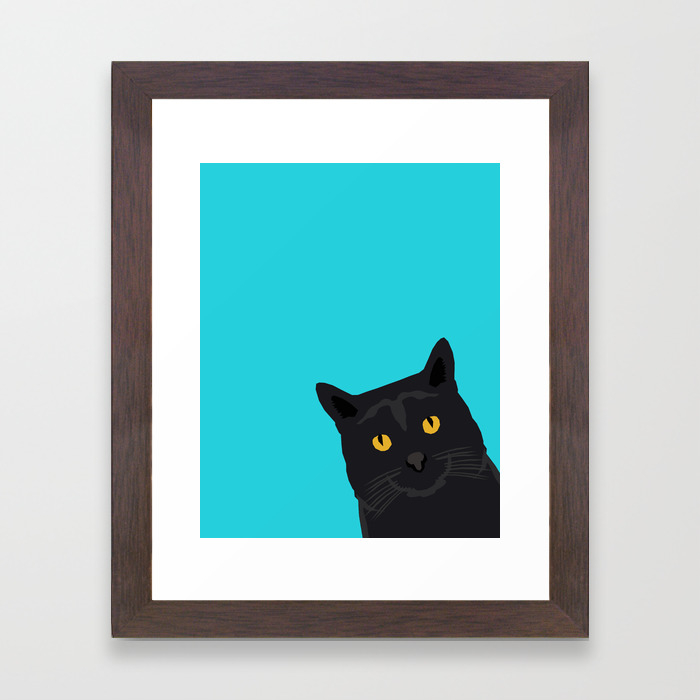 Black Cat Peeking Around The Corner Funny Cat Person Gift For Cat Lady Hipster Black Cat Ironic Art Framed Art Print By Petfriendly Society6
