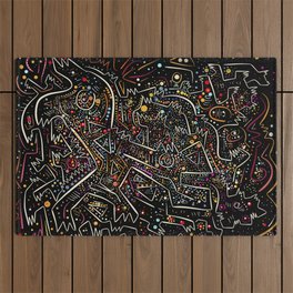 Zodiac Abstract Signs in the Night  Outdoor Rug