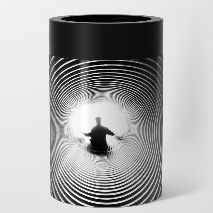 E = mc² circular lines male portrait art black and white photograph / photography Can Cooler