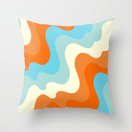 Vintage Summer Palette Mid-Century Minimalist Waves Abstract Art Throw Pillow