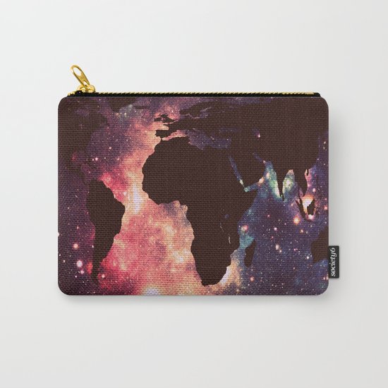World Map : Mauve Teal Galaxy Stars Carry-All Pouch