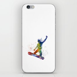 Snowboarding in watercolor iPhone Skin