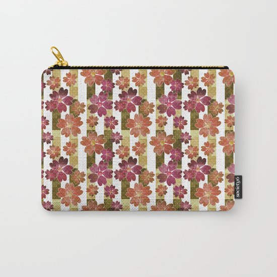 Retro . Floral pattern in yellow and brown tones . Carry-All Pouch