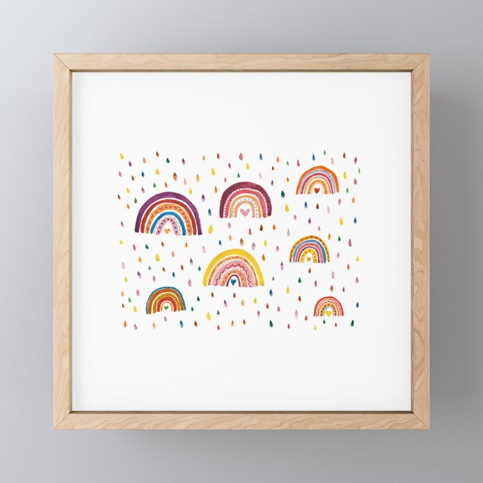 Rainbow pattern gouache by Alis Framed Mini Art Print