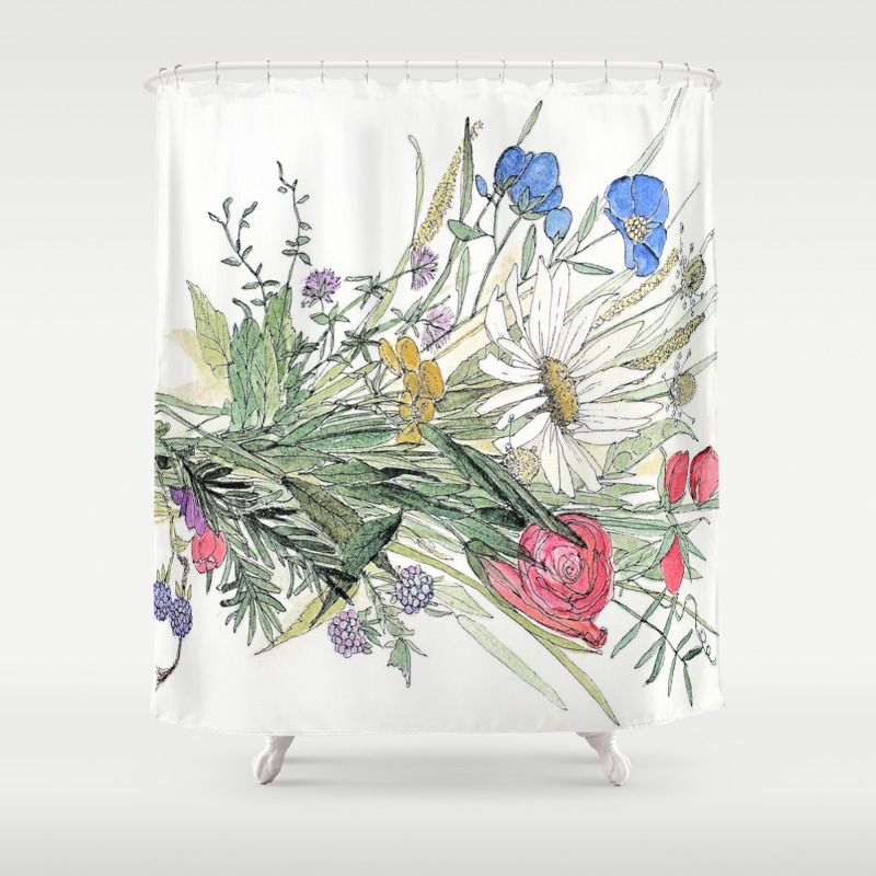 Bouquet Of Wildflower Shower Curtain By, Wildflower Shower Curtain