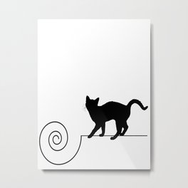 les chats #2 Metal Print | Illustration, Vector, Animal, Black and White 