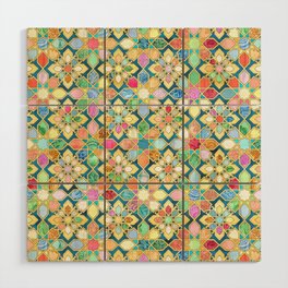 Gilded Moroccan Mosaic Tiles Wood Wall Art