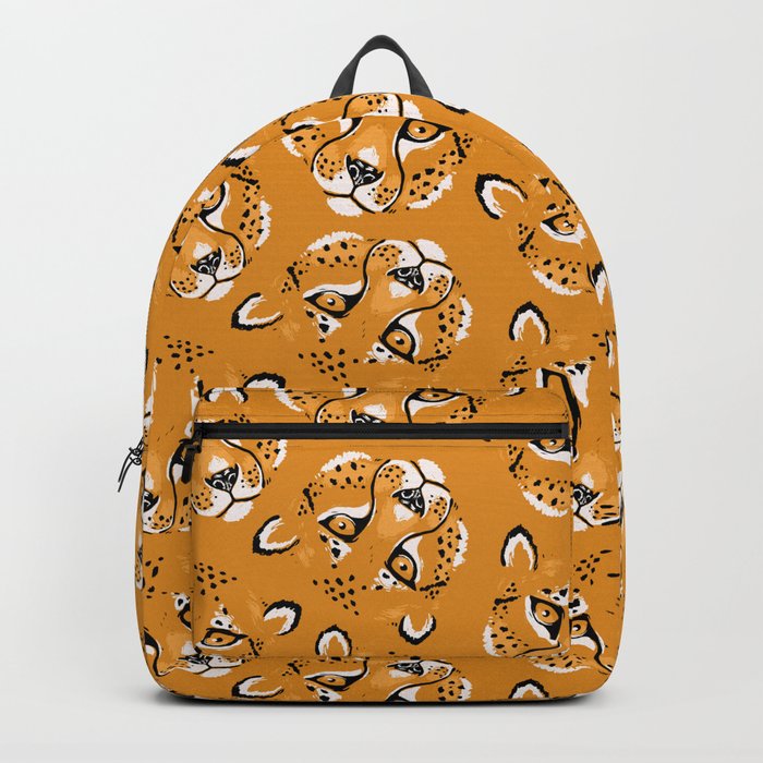Wild Cheetah Face Pattern - Yellow Backpack