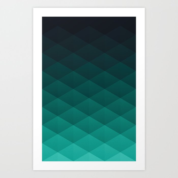 Graphic 869 // Grid Teal Fade Art Print