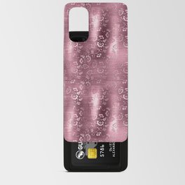 Pink Floral Brushed Metal Texture Android Card Case