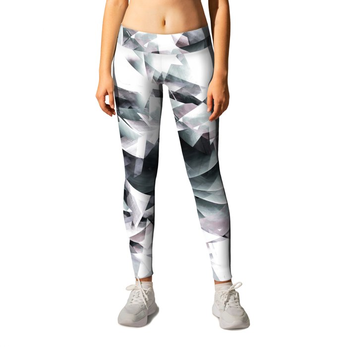 Modern Black and White Diamond Abstract Geometric Leggings