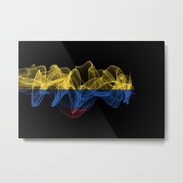 Colombia Smoke Flag on Black Background, Colombia flag Metal Print
