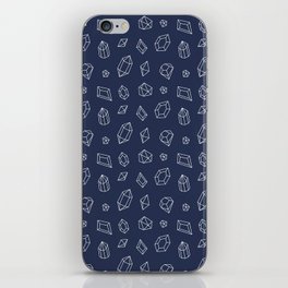 Navy Blue and White Gems Pattern iPhone Skin