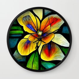 Stained Glass Flower #14 Wall Clock