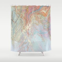 Marble Luxe, Abstract Nature Bohemian Texture, Blush Gold Scandanavian Pastel Neutral Shower Curtain