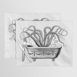 Tentacles in the Tub | Octopus in Bath | Vintage Octopus | Black and White | Placemat