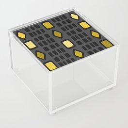 Retro Diamonds Rectangles Black Yellow Acrylic Box
