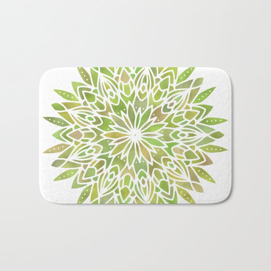 Mandala Desert Cactus Green Bath Mat