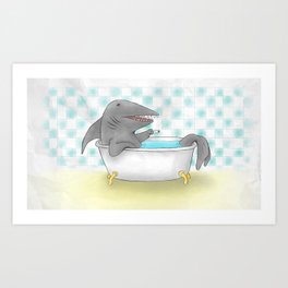 Shark bath Art Print