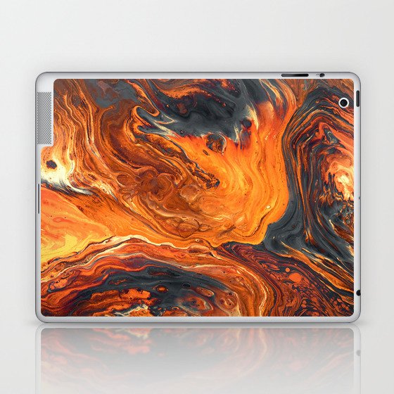 Orange - pouring art Laptop & iPad Skin
