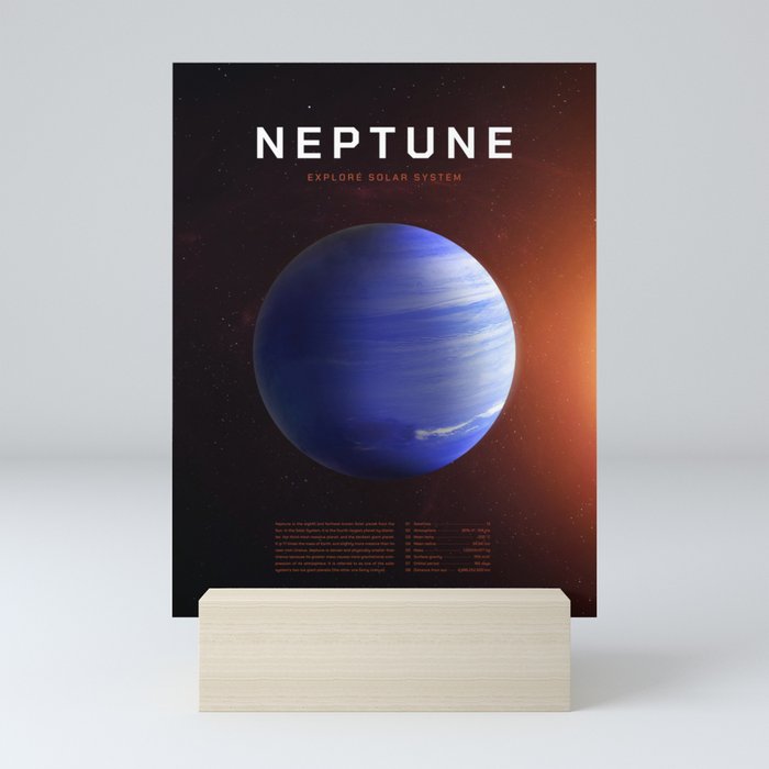 Neptune planet. Poster background illustration. Mini Art Print