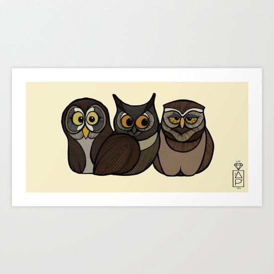 Three little Owls Art Print