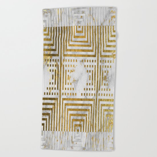Marble and Gold Pattern #2 Beach Towel