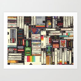 Cassettes, VHS & Video Games Kunstdrucke | Music, Popart, Pattern, Drawing, 80S, 90S, Vhs, Pen, Vintage, Color 