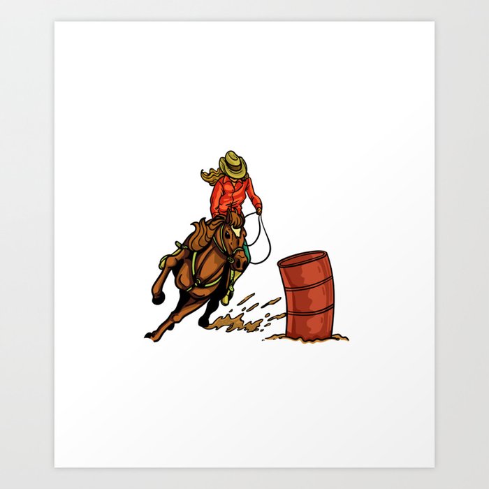 Barrel Racing Horse Racer Saddle Rodeo Art Print