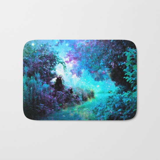 Fantasy Garden Path Turquoise Purple Bath Mat