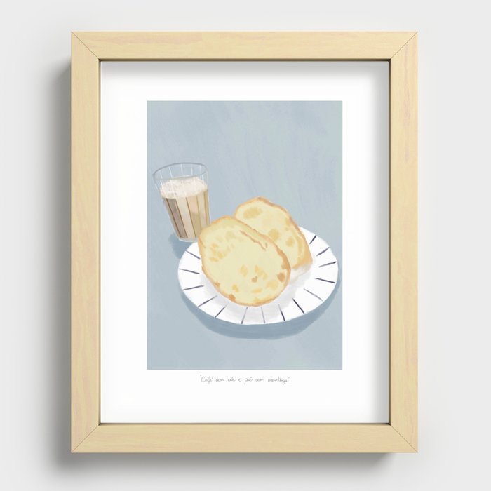 Café com leite e pão com manteiga  Recessed Framed Print