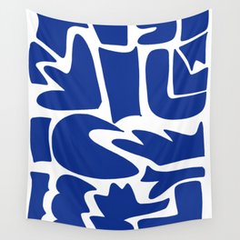 Blue shapes on white background Wall Tapestry
