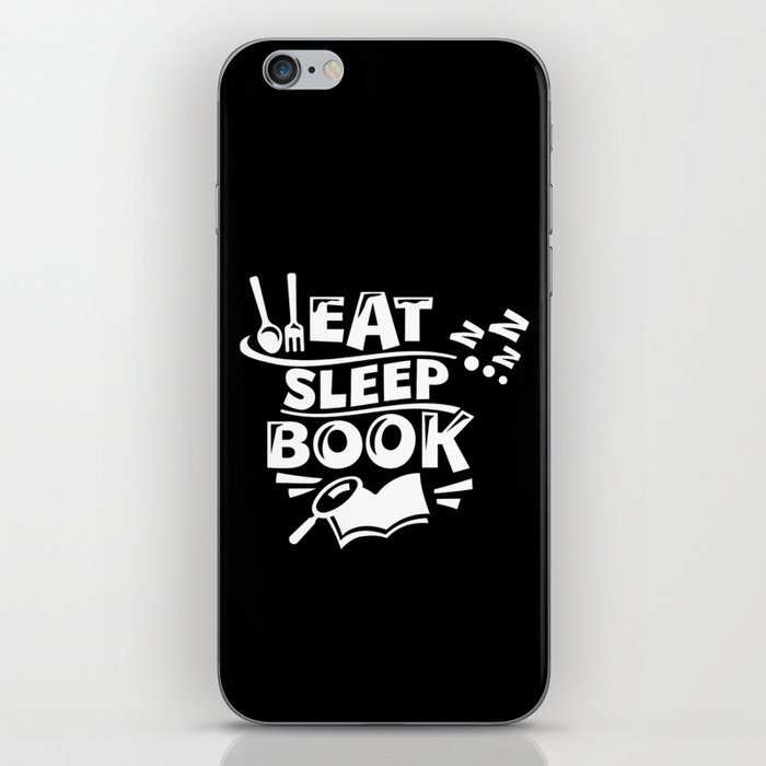 Eat Sleep Book Cute Funny Kids Illustration iPhone Skin