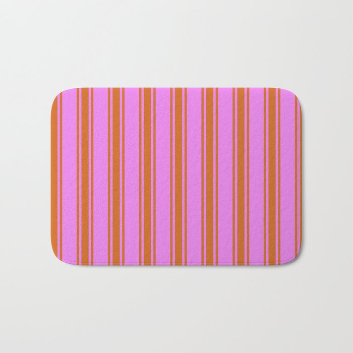 Violet and Chocolate Colored Lines/Stripes Pattern Bath Mat