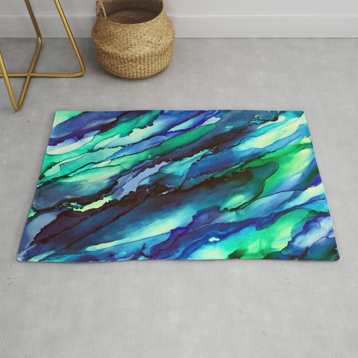 Seascape Alcohol Ink Painting Rug
