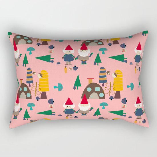 gnome pink Rectangular Pillow