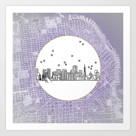 San Francisco, California City Skyline Art Print