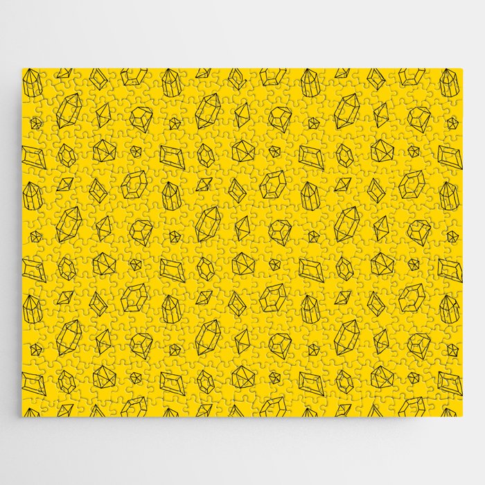 Yellow and Black Gems Pattern Jigsaw Puzzle