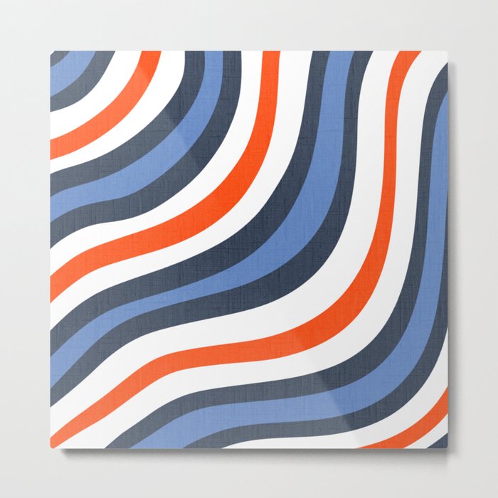 Red, White and Blue Skater Stripe Retro Modern Abstract Independence Day Fourth Of July Street Style Metal Print