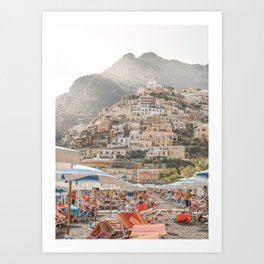 Positano Beach Umbrellas Photo | Amalfi Coast Village In Italy Art Print | Europe Summer Travel Photography Art Print | Color, Travel, Positano, Coast, Wanderlust, Summer, Italian, Village, Landscape, Digital 
