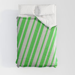[ Thumbnail: Lime Green & Light Grey Colored Lines Pattern Comforter ]