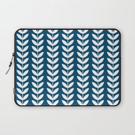 Blue and White Scandinavian leaves pattern Laptop Sleeve